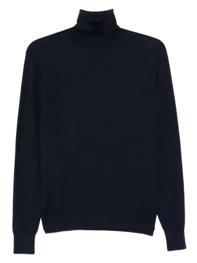 Saint Laurent Wool And Cashmere Turtleneck Pullover In Blue