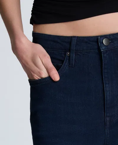 Kenneth Cole Denim Fly Front 4-pocket Maxi Skirt With Fray Hem In Blue