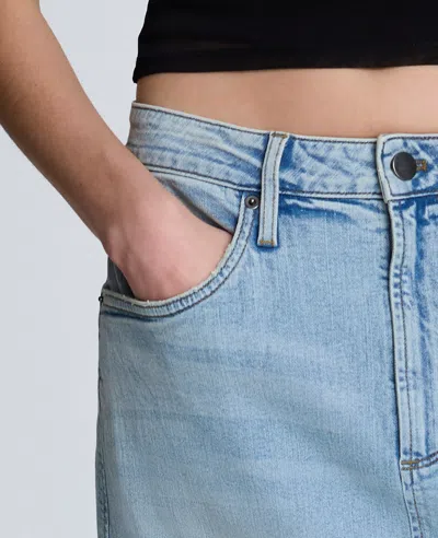 Kenneth Cole Denim Fly Front 4-pocket Maxi Skirt With Fray Hem In Black