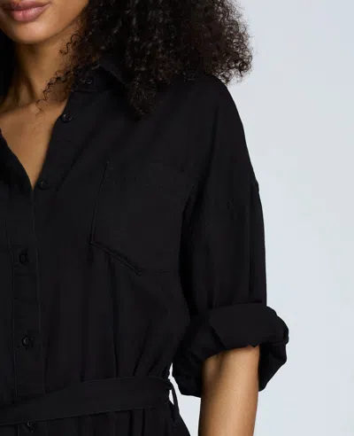 Kenneth Cole Long Sleeve Button Front Easy Fit Denim Romper