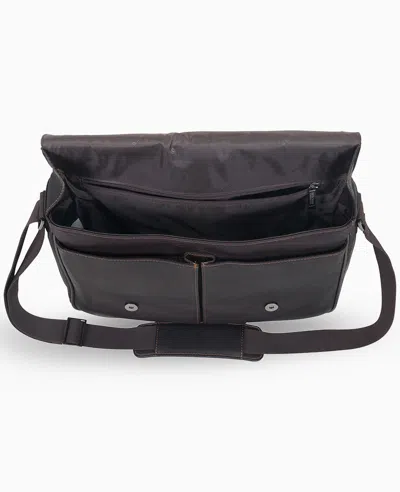 Kenneth Cole Single Gusset Flapover Colombian Leather Messenger Bag In Brown