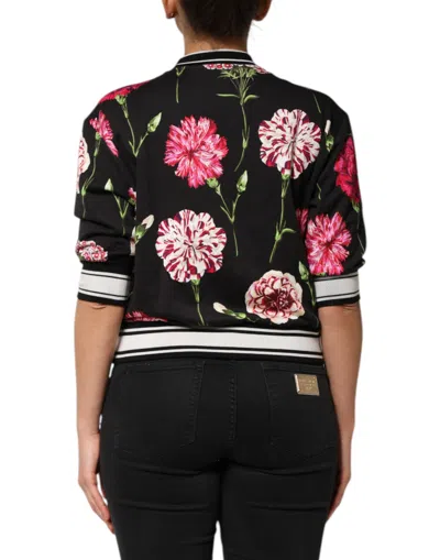 Dolce & Gabbana Black Floral Print Cotton Short Sleeves Top In Black