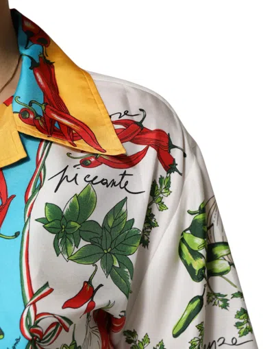 Dolce & Gabbana Multicolor Chili Silk Cropped Blouse Women's Top In Multi