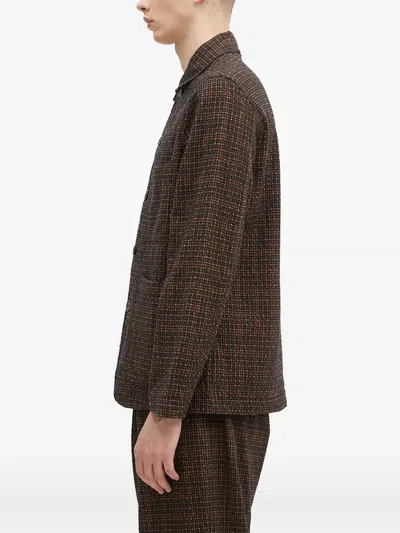 Universal Works Bakers Checked Button Shirt In Brown