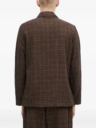 Universal Works Bakers Checked Button Shirt In Brown