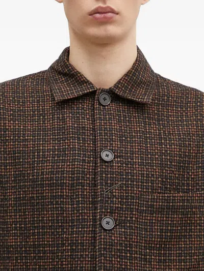 Universal Works Bakers Checked Button Shirt In Brown