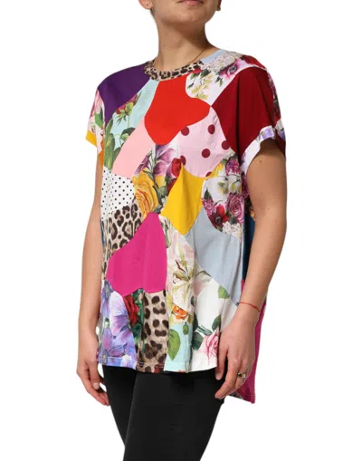 Pre-owned Dolce & Gabbana Multicolor Patchwork Cotton Silk Blouse Women's Top