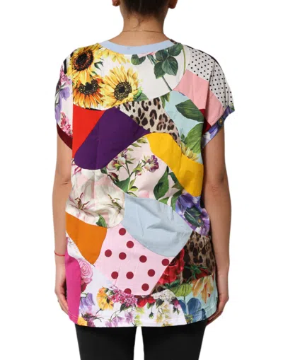 Pre-owned Dolce & Gabbana Multicolor Patchwork Cotton Silk Blouse Women's Top