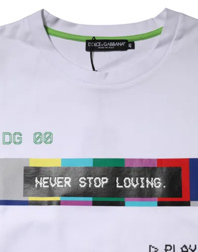 Dolce & Gabbana White Cotton Printed Short Sleeves T-shirt In White