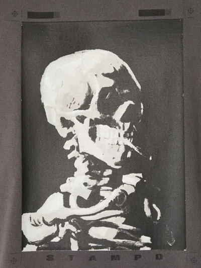 骷髅头印花棉T恤