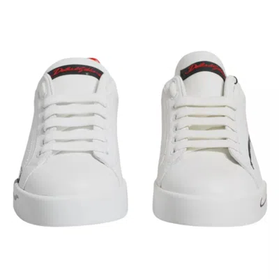 Pre-owned Dolce & Gabbana White Red Portofino Low Top Sneakers Men's Shoes ()
