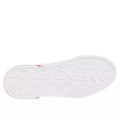 Pre-owned Dolce & Gabbana White Red Portofino Low Top Sneakers Men's Shoes ()