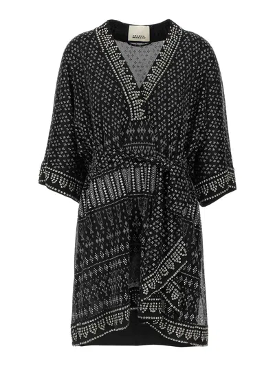 Isabel Marant Dress 'nawel' V-neckline Belted Waist In Multi
