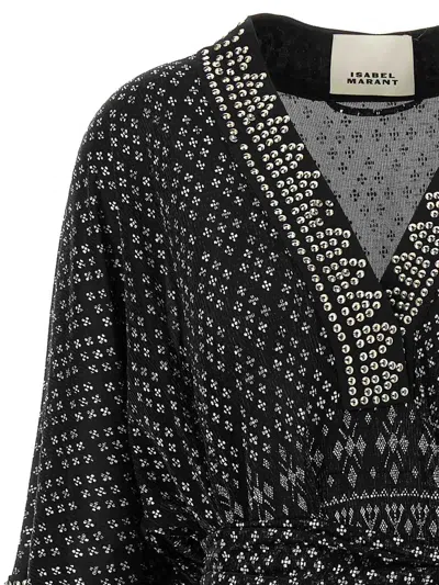 Isabel Marant Dress 'nawel' V-neckline Belted Waist In Multi