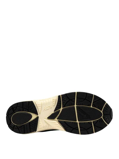 Autry Black Suede And Mesh Sneakers With Cream Cushioned Sole In Black