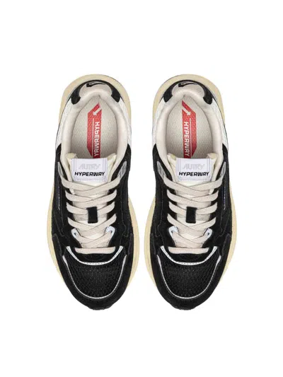 Autry Black Suede And Mesh Sneakers With Cream Cushioned Sole In Black