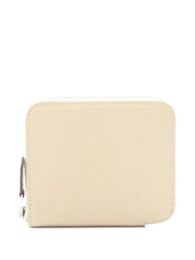 Pre-owned Hermes 2023 Azap Compact Round Zipper Wallet In Neutral