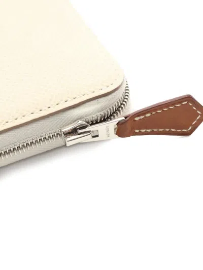 Pre-owned Hermes 2023 Azap Compact Round Zipper Wallet In Neutral