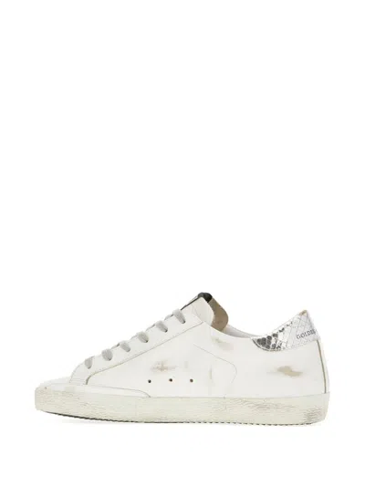 Golden Goose Super-star Leather Upper Suede Star Piper Print Heel Shoes In White