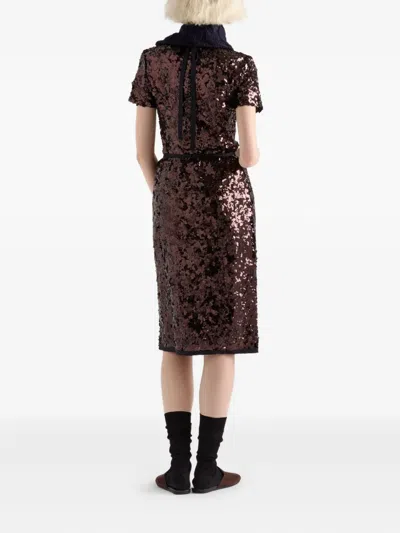 Prada Embroidered Sequin Skirt In Brown
