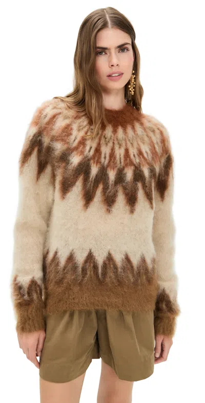 Isabel Marant Étoile Lightweight Textured Knit Sweater With Relaxed Fit In Brown