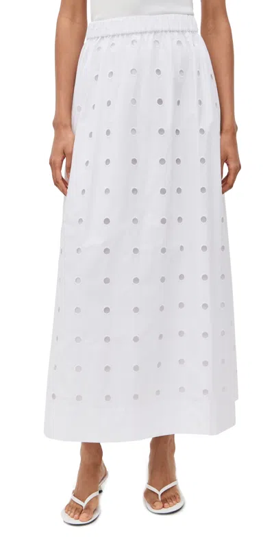 Posse Open-cut Dots Midi A-line Skirt In White
