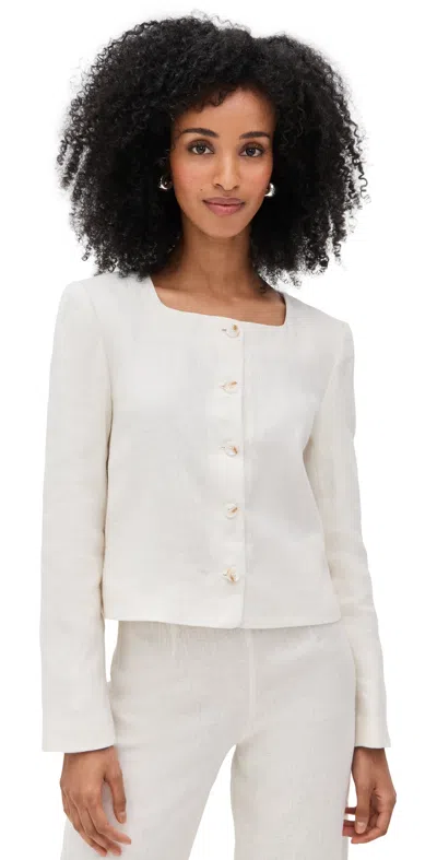 Posse Emma Cropped Linen Jacket In Neutral