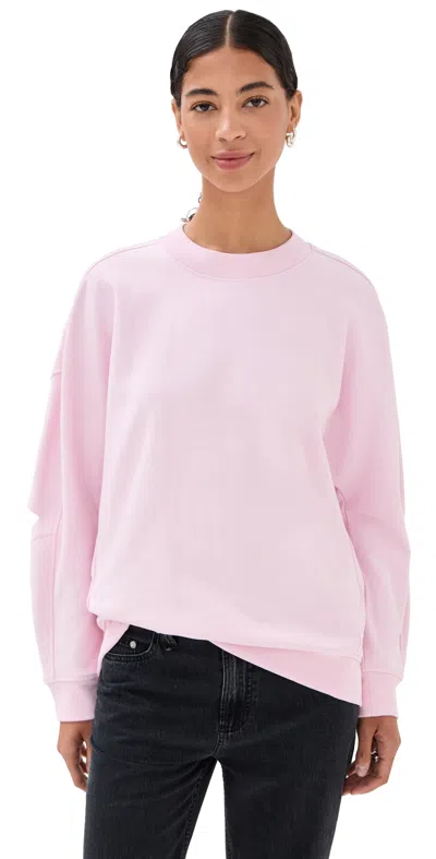 Tibi Boiled Wool Crewneck Easy Pullover Pink In Pink