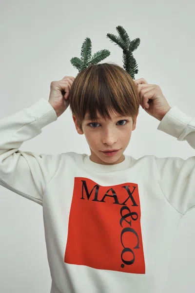 Max & Co Branded Crew-neck Sweatshirt In Red