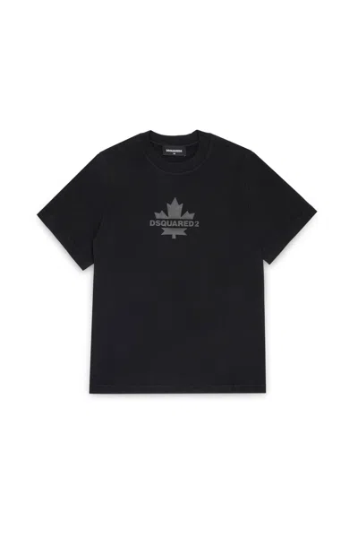 Dsquared2 T-shirt With Maple Leaf In Black