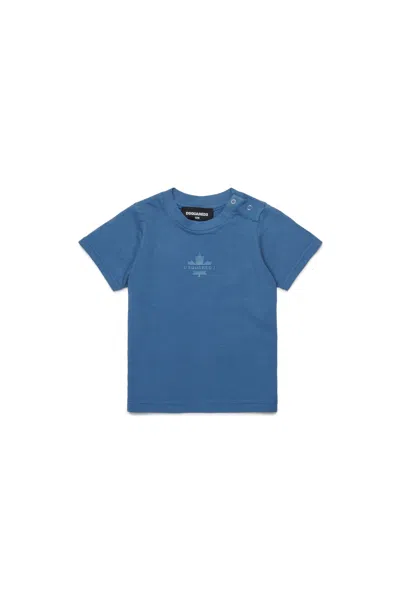 Dsquared2 T-shirt With Maple Leaf In Blue
