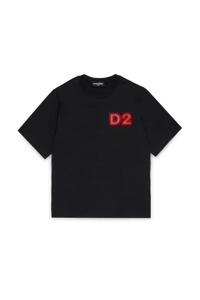 Dsquared2 D2 Logo-patch T-shirt In Black