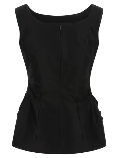 Magda Butrym Hourglass Black Top With 3d Floral Details