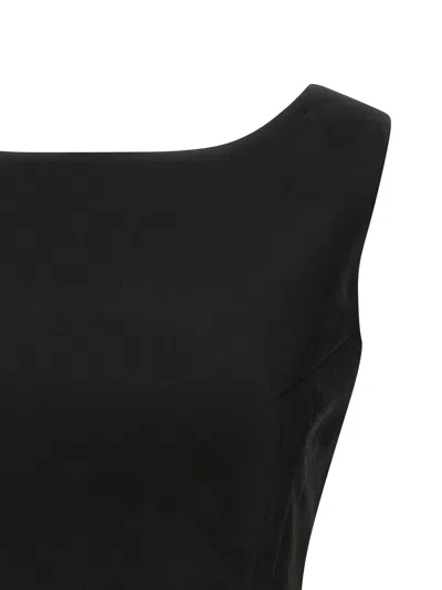 Magda Butrym Hourglass Black Top With 3d Floral Details