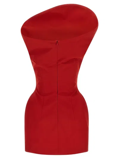Magda Butrym Sculpted Cotton Mini Dress In Red In Red