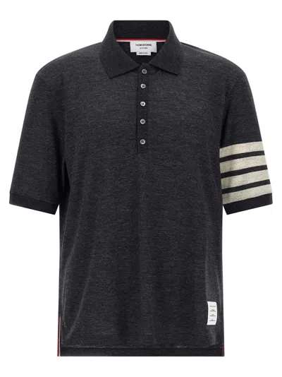Thom Browne 4-bar Wool Polo Shirt In Gray