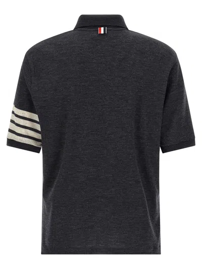 Thom Browne 4-bar Wool Polo Shirt In Gray