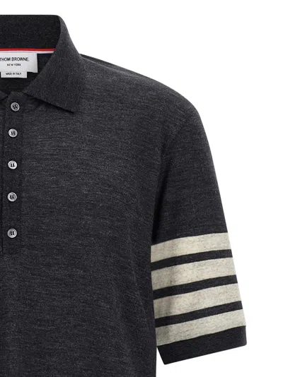 Thom Browne 4-bar Wool Polo Shirt In Gray