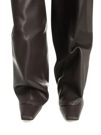 Attico Knee-high Boots With Pointed Toe And Stiletto Heel In Brown
