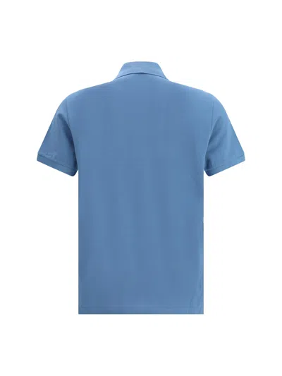 Fendi Piquet Polo Shirt With Collar And Short Sleeves In Blue