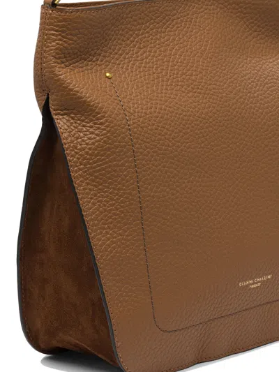 Gianni Chiarini Textured Finish Shoulder Bags With Adjustable Strap In Brown