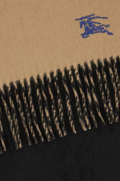 Burberry Cappuccino Cashmere Reversible Scarf In Brown