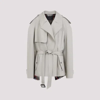 Balenciaga Cropped Trench Coat In Gray