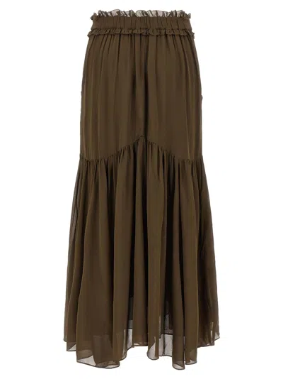 Isabel Marant Étoile Skirt Tiered Waistband Sheer Hem In Green