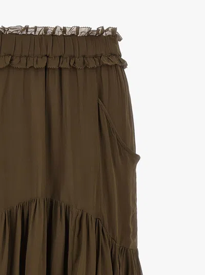 Isabel Marant Étoile Skirt Tiered Waistband Sheer Hem In Green