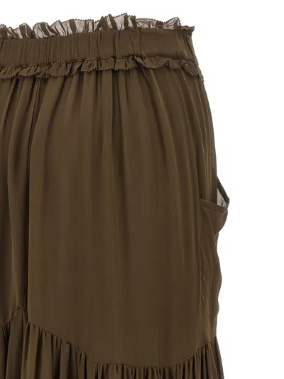 Isabel Marant Étoile Skirt Tiered Waistband Sheer Hem In Green