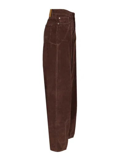 Haikure Korea Brown Pants With Logo Patch On The Rear In Corduroy Woman In Brown