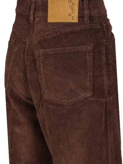 Haikure Korea Brown Pants With Logo Patch On The Rear In Corduroy Woman In Brown