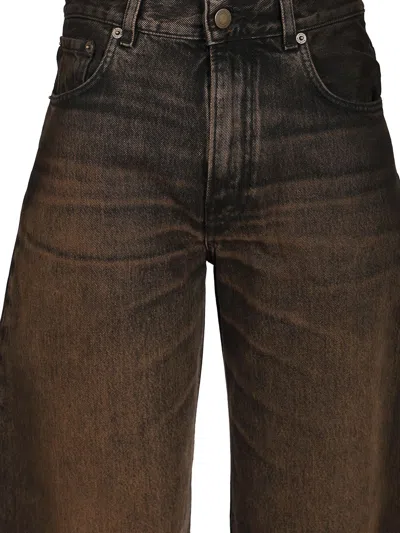 Haikure Relaxed-fit High-waist Jeans With Vintage Wash Effect In Brown