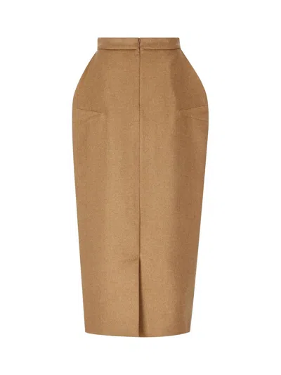 Max Mara Babele Dart-detail Brushed Midi Skirt